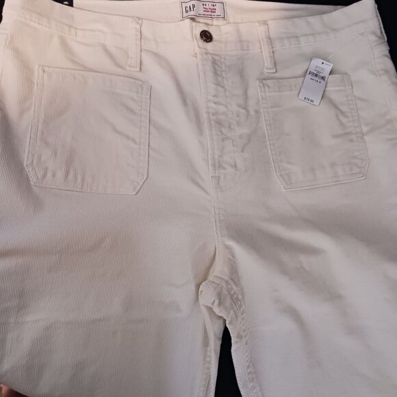 NEW GAP High Rise Corduroy‎ '70s Flare Pants in Ivory Beige, Size 18 - Picture 9 of 12